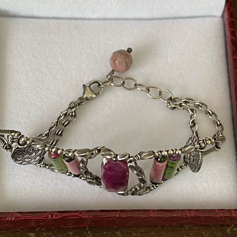 Silver Ruby, Malachite, Pink Quartz Boutique Bracelet - Picture 5 of 5